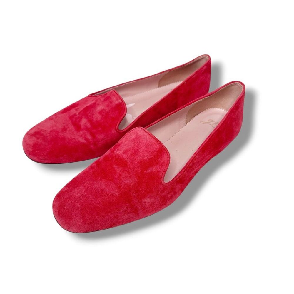 J.Crew Cecile Smoking Slipper Loafer in Fiery Sunset Red Suede Leather Women’s 7 - Picture 1 of 10